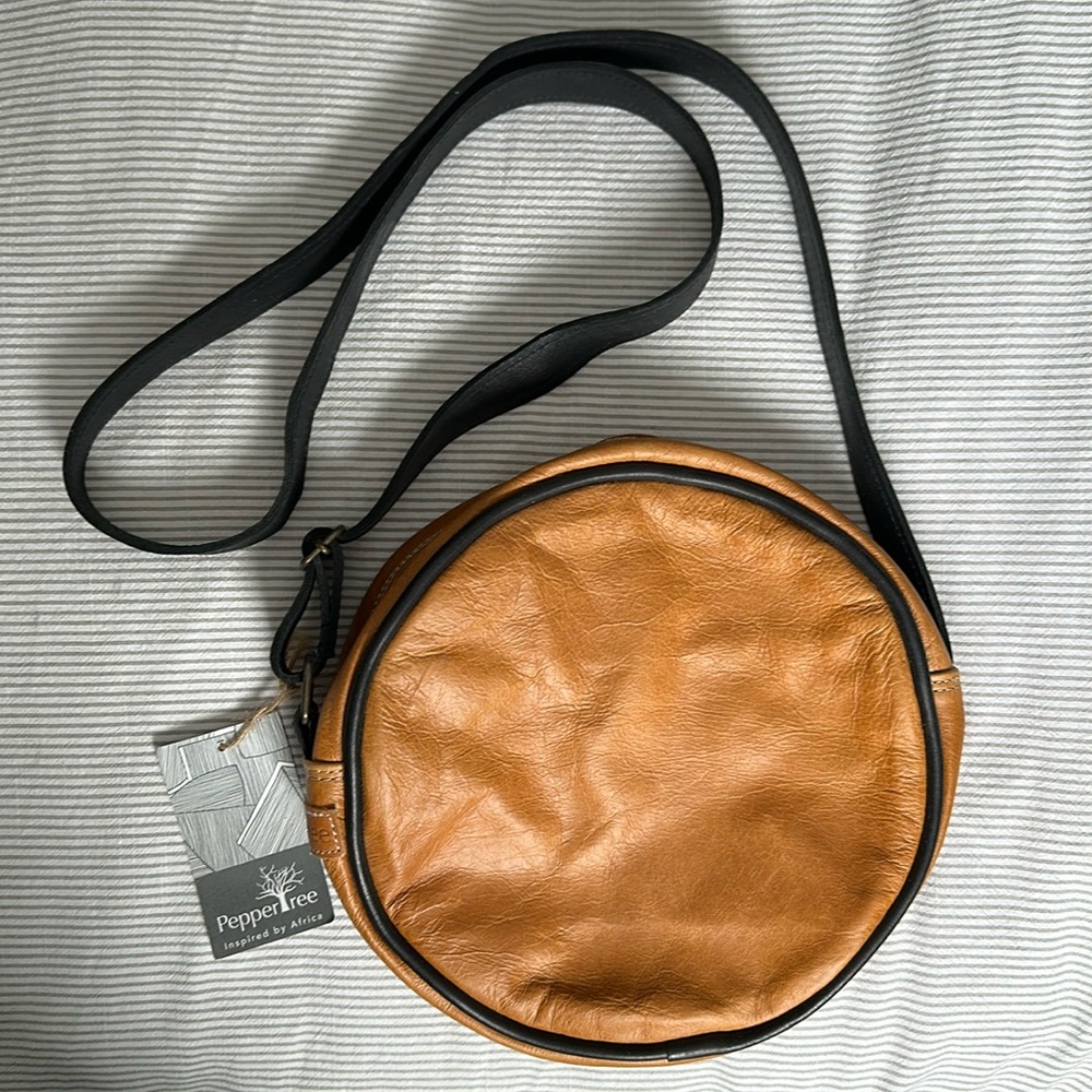 Leather round handbag/cross body bag